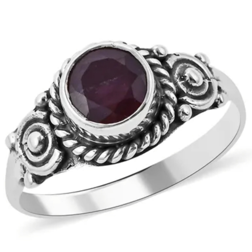 Bali Legacy Niassa Ruby Solitaire Sterling Silver Ring Size 8 ❤️